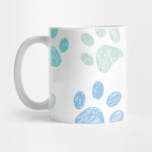 Doodle blue paw prints pattern Mug